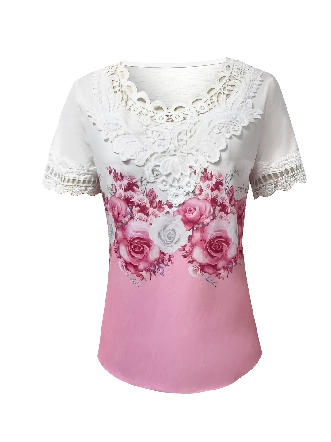 Constance | Blus med spetsdetaljer och blommönster