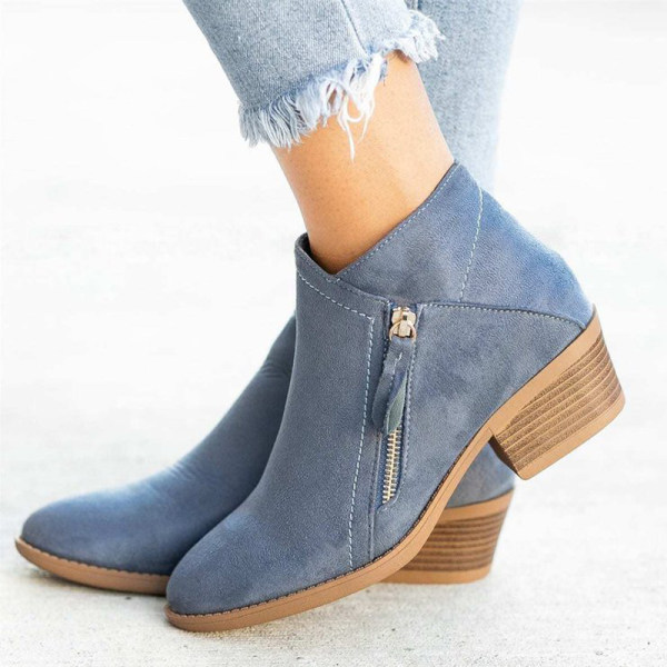 Dam Ankelboots med Blockklack och Sidodragkedja