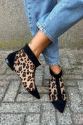 Everly | Stiliga Leopard Spetsiga Tå Ankelstövlar