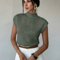 Claudia | Mock Neck Ärm-lös Tröja Väst