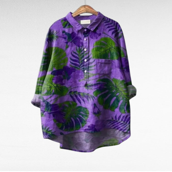 Candace | Stilig Retro Blus med Långa Ärmar