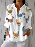 Paloma | Klassisk Blus med Hönsdesign