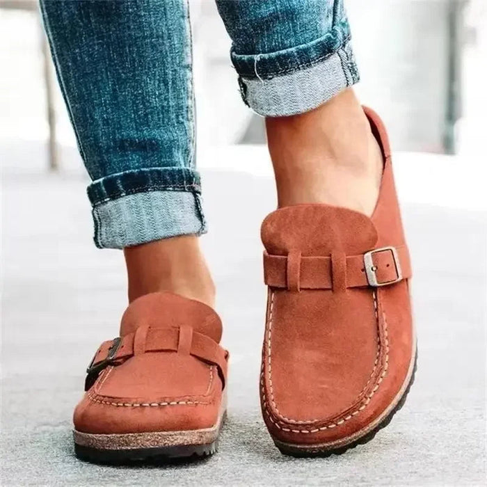 Dam Retro Mules med Spänne och Rund Tå för Vardag