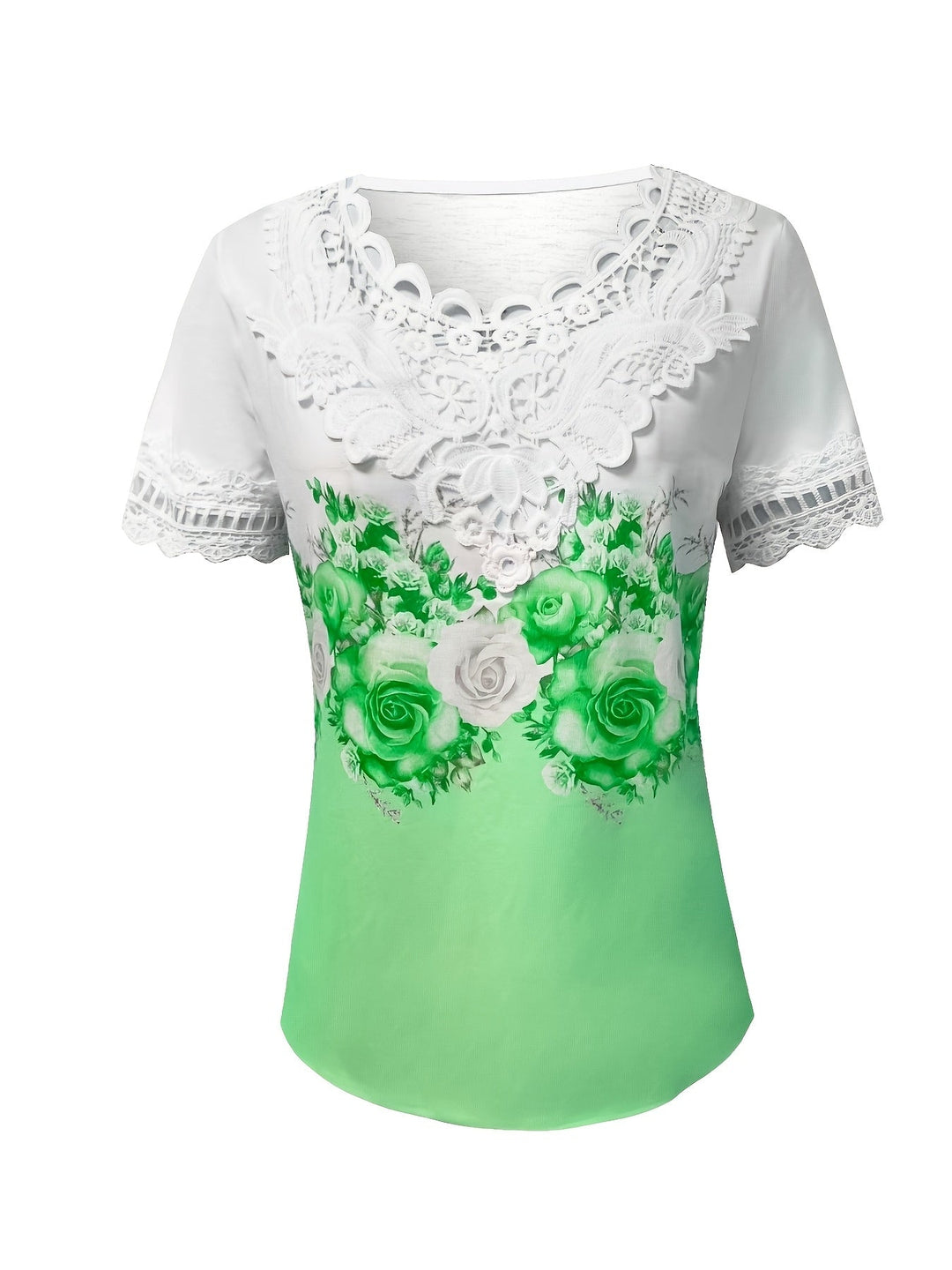 Constance | Blus med spetsdetaljer och blommönster