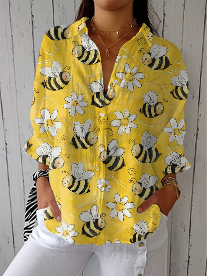 Pamela | Avslappnad Bi Blomdesign Blus