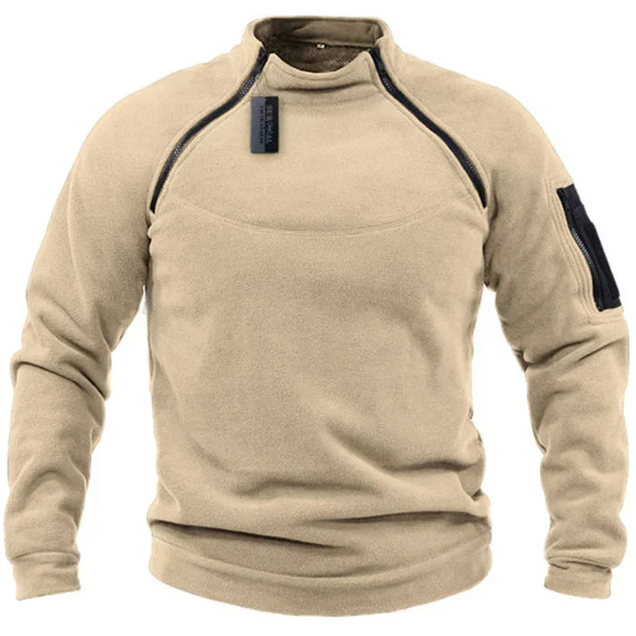 Herr Fleece Tröja med Hög Krage och Dragkedja