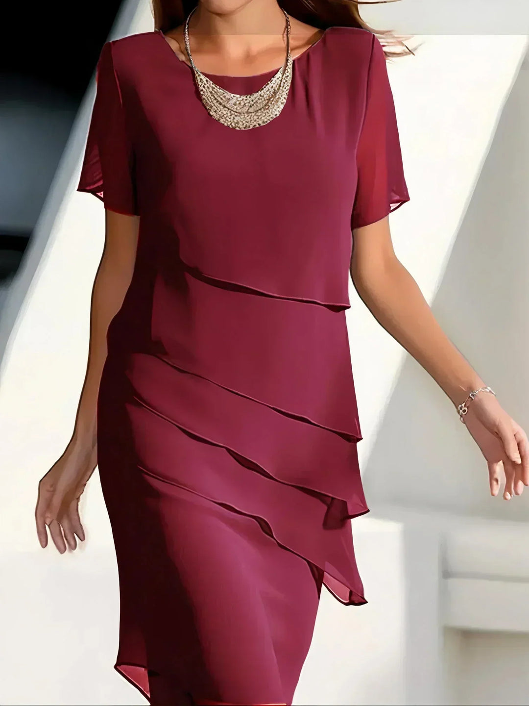 Alexandra | Elegant Flowy Kortärmad Klänning