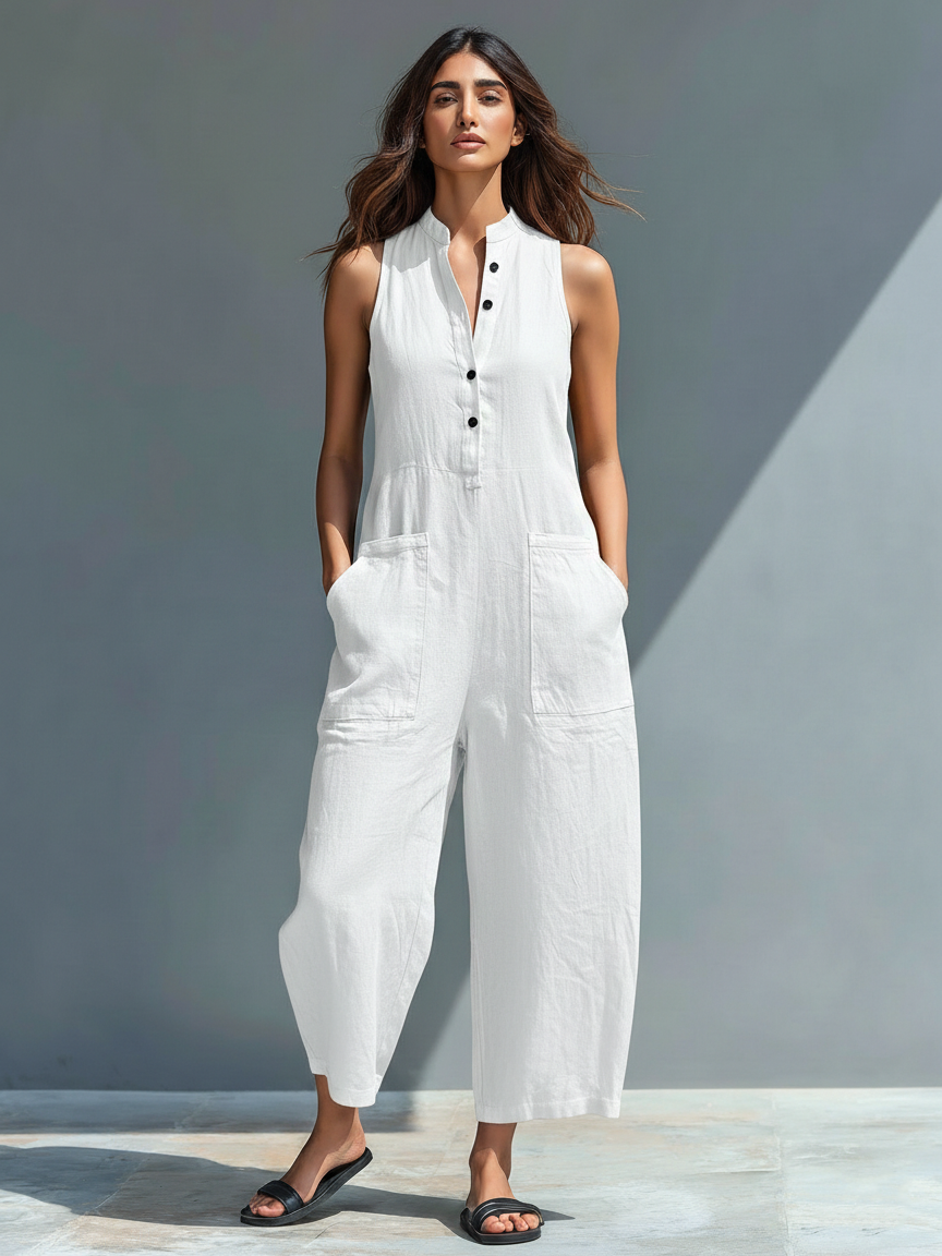 Debra | Elegant ärmlös enfärgad jumpsuit