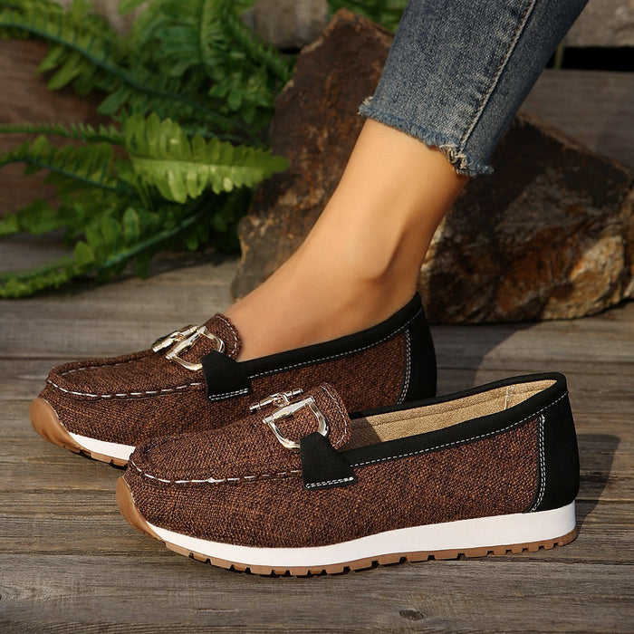 Dam Loafer-Slip On med Halkfri Profilsula och Spänne