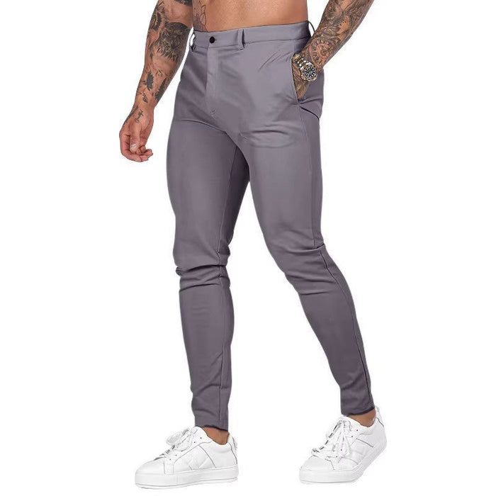 Herr Chinos Slim Fit med Elastisk Midja och Sidfickor