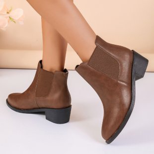 Dam Chelsea-Boots med Elastiska Sidopaneler och Blockhäl