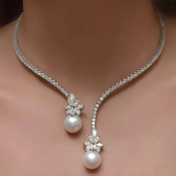 Charlene | Elegant Silverpärlhalsband
