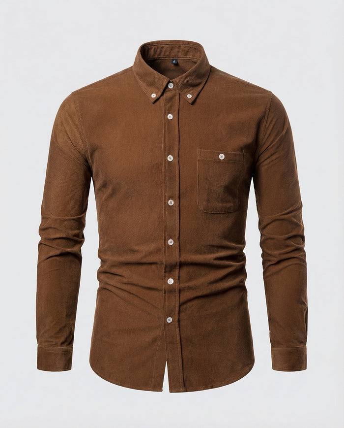 Herrskjorta i Manchester med Knappkrage och Slim Fit