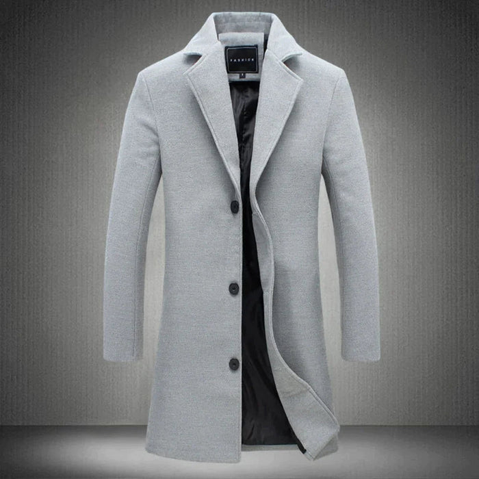Herr Lång Rockkappa med Notch-Krage och Button-Front