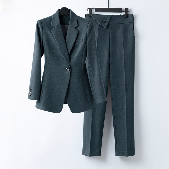Dam Skräddarsydd Tvådelad Kostym med Blazer och Byxor