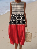Indiana | Stilig Color Block Midi Klänning