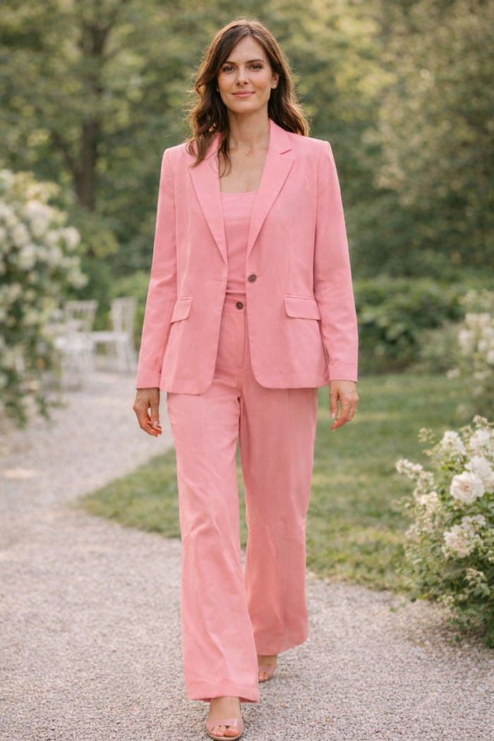 Dam Blazerset Långärmad Blazer Vida Byxor för Kontor