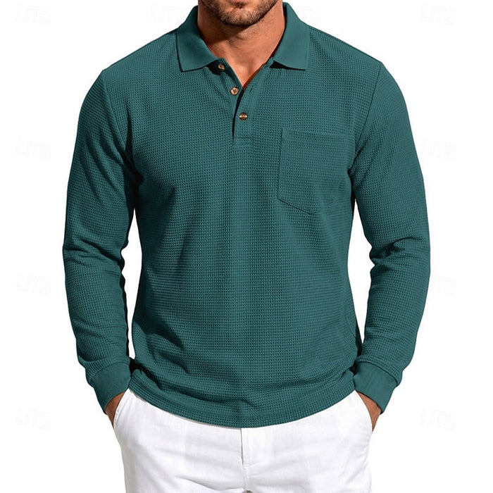 Quentin | Texturerad långärmad polo