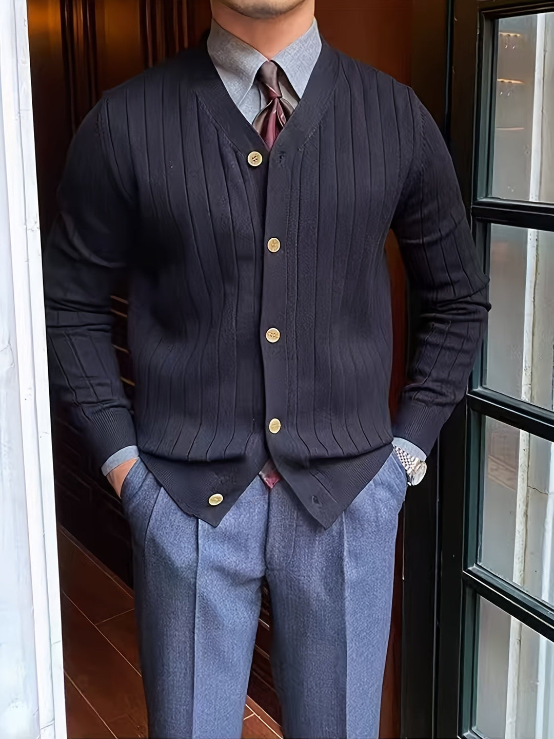 Arthur | Ribbade Knapp-up Cardigan