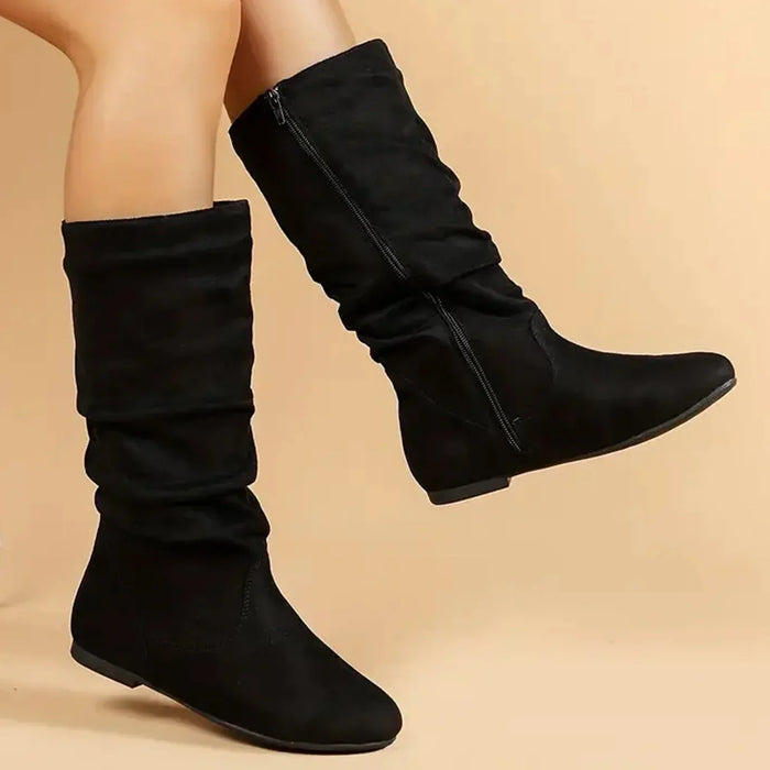 Dam Slouch Boots Vadderade med Sidodragkedja