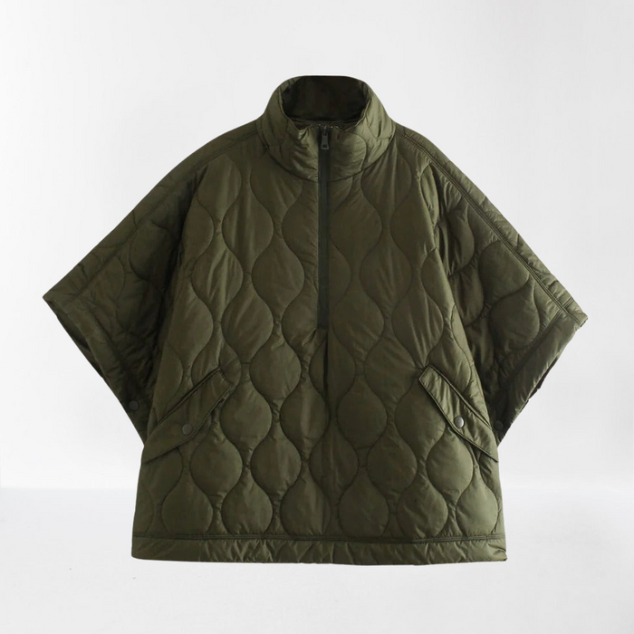 Dam Quiltad Oversized Jacka med Kort Ärm och Hög Krage