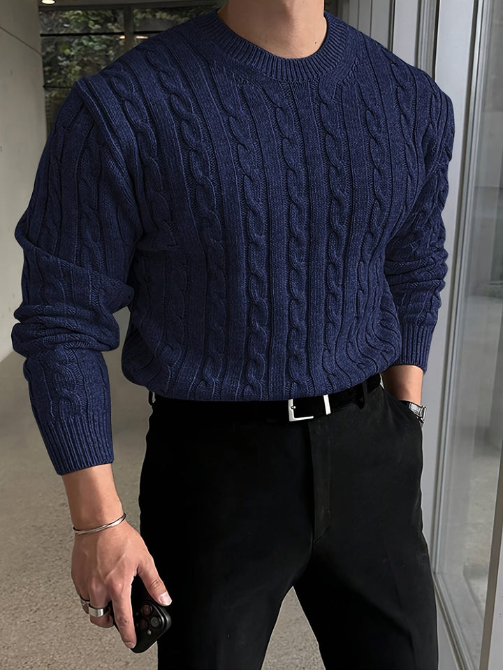 Jonas | Kabelstickad Crew Neck Tröja