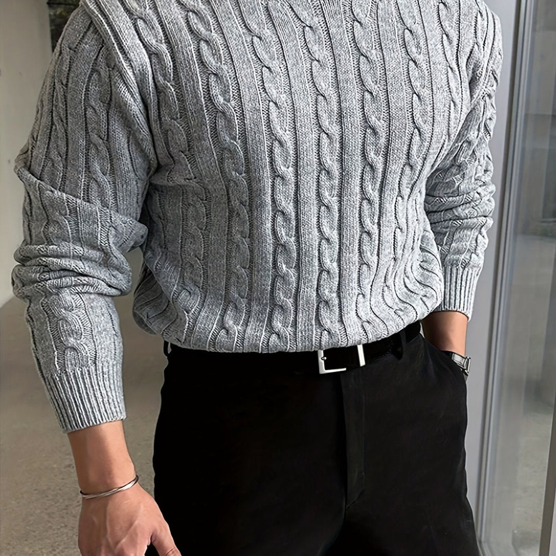Jonas | Kabelstickad Crew Neck Tröja