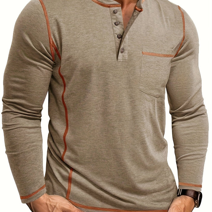 Reuben | Kontraststickad långärmad Henley