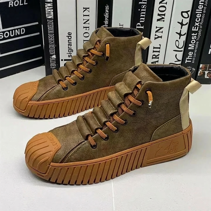 Herre High-Top Sneakers med Kraftig Sula och Snörning