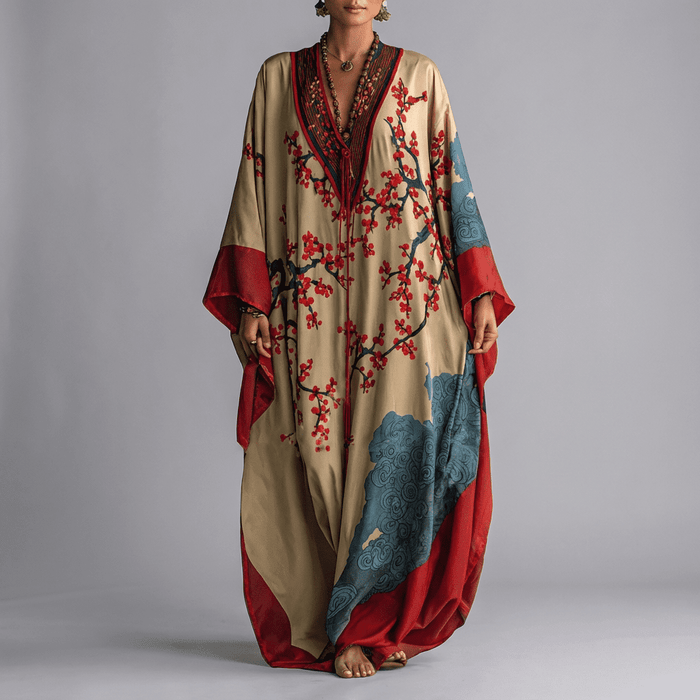 Valerie | Blommig Batwing Ärmd Maxi Klänning