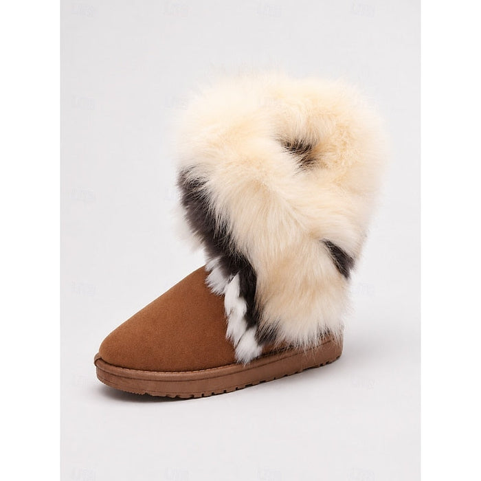 Dam Vinterboots med Fluffig Päls och Slipon-Design