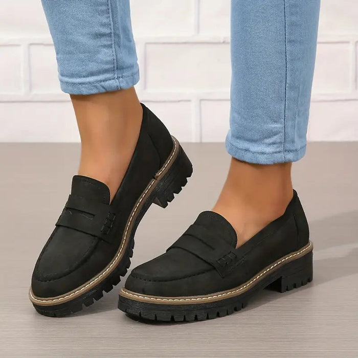 Dam Loafers med Chunky Tracksål och Pennyloafer-Design