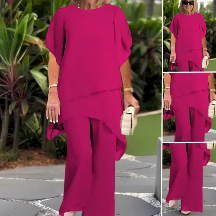 Valeria | Elegant Draped Palazzo Byxor Set