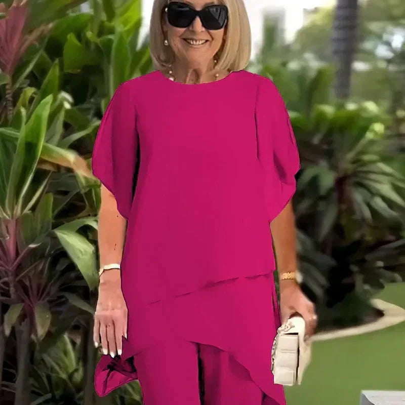 Valeria | Elegant Draped Palazzo Byxor Set