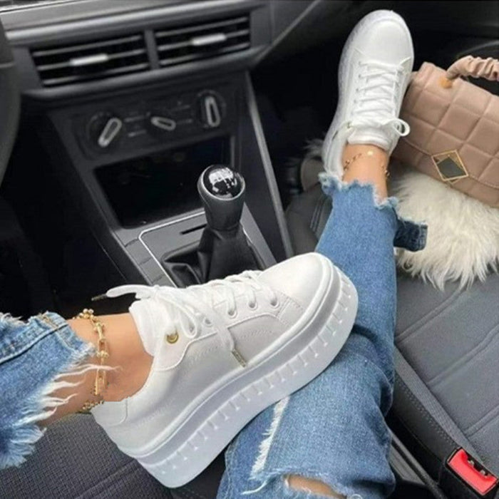Dam Plattformssneakers med Hög Sula och Snörning