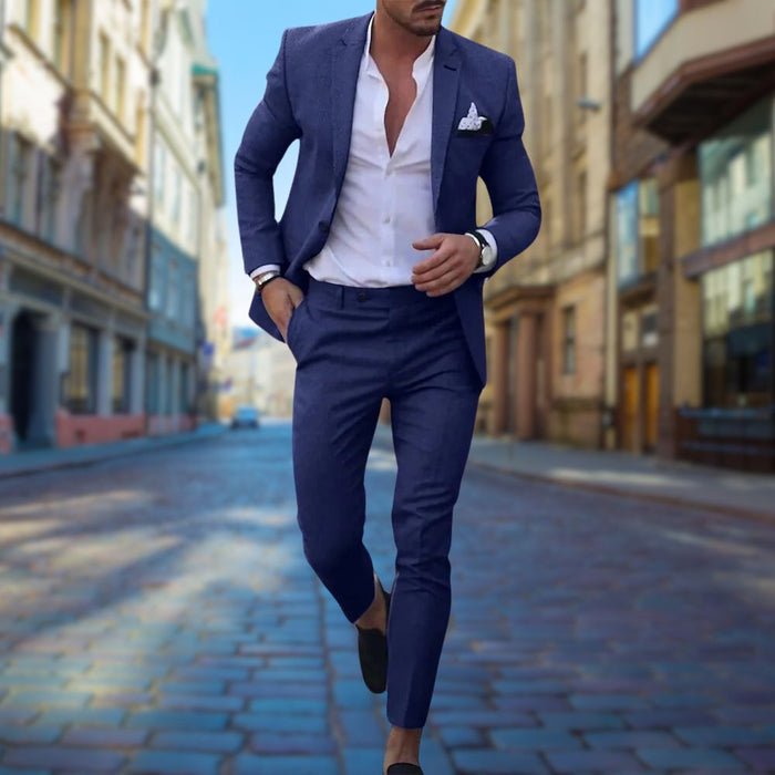Herr Slimfit-kostym med Blazer och Matchande Byxor