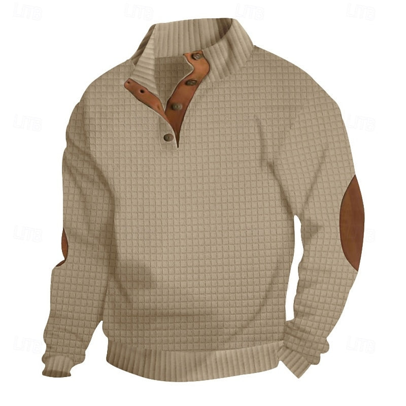 Garrett | Texturerad Pullover med Stående Krage