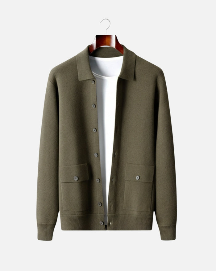 Herr Overshirt i Merinoull med Krage och Knappar