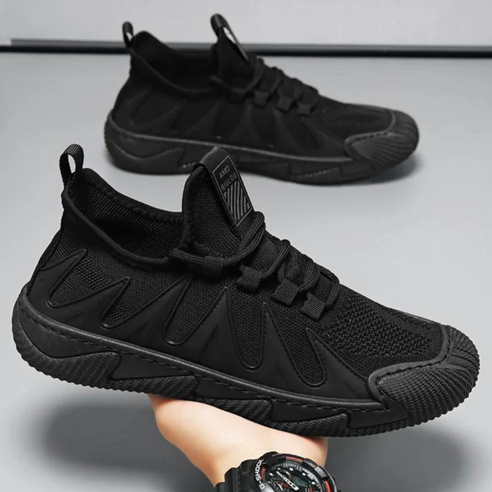 Herr Andningsbara Mesh Sneakers med Elastiska Skosnören