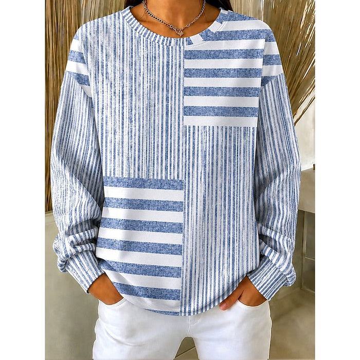 Adelaide | Randig Färgblock Crew Neck Sweatshirt