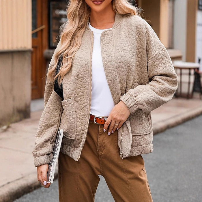 Camila | Texturerad Blommig Bomberjacka
